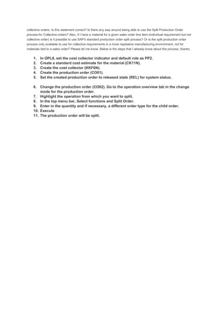 Production order splitting | DOC
