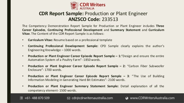 cdr report sample for production or plant engineers production report sample