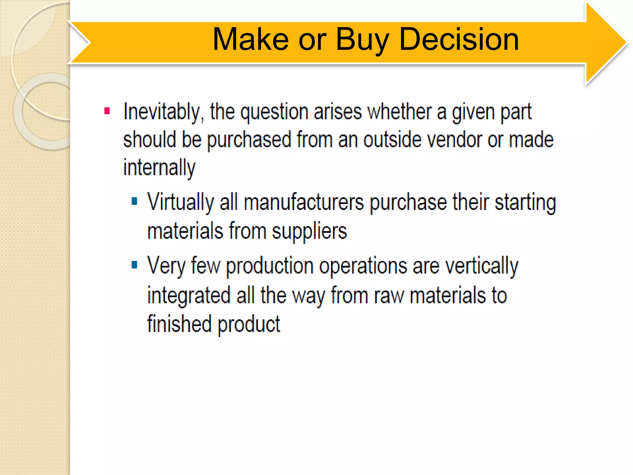 Make or Buy Decision
 