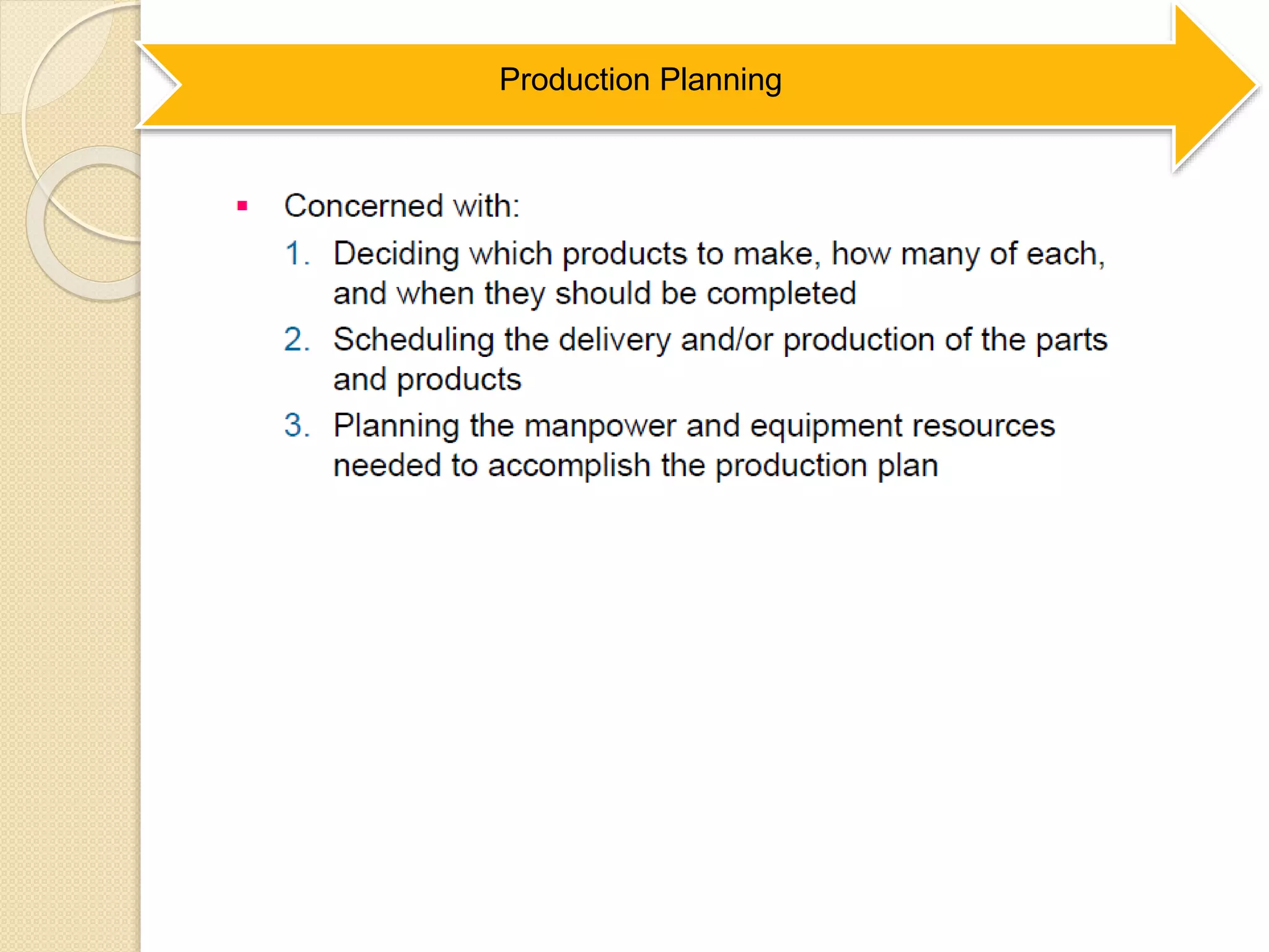 Production Planning
 
