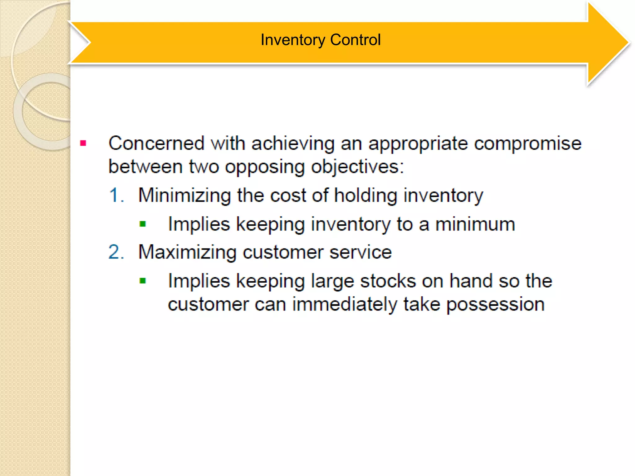 Inventory Control
 