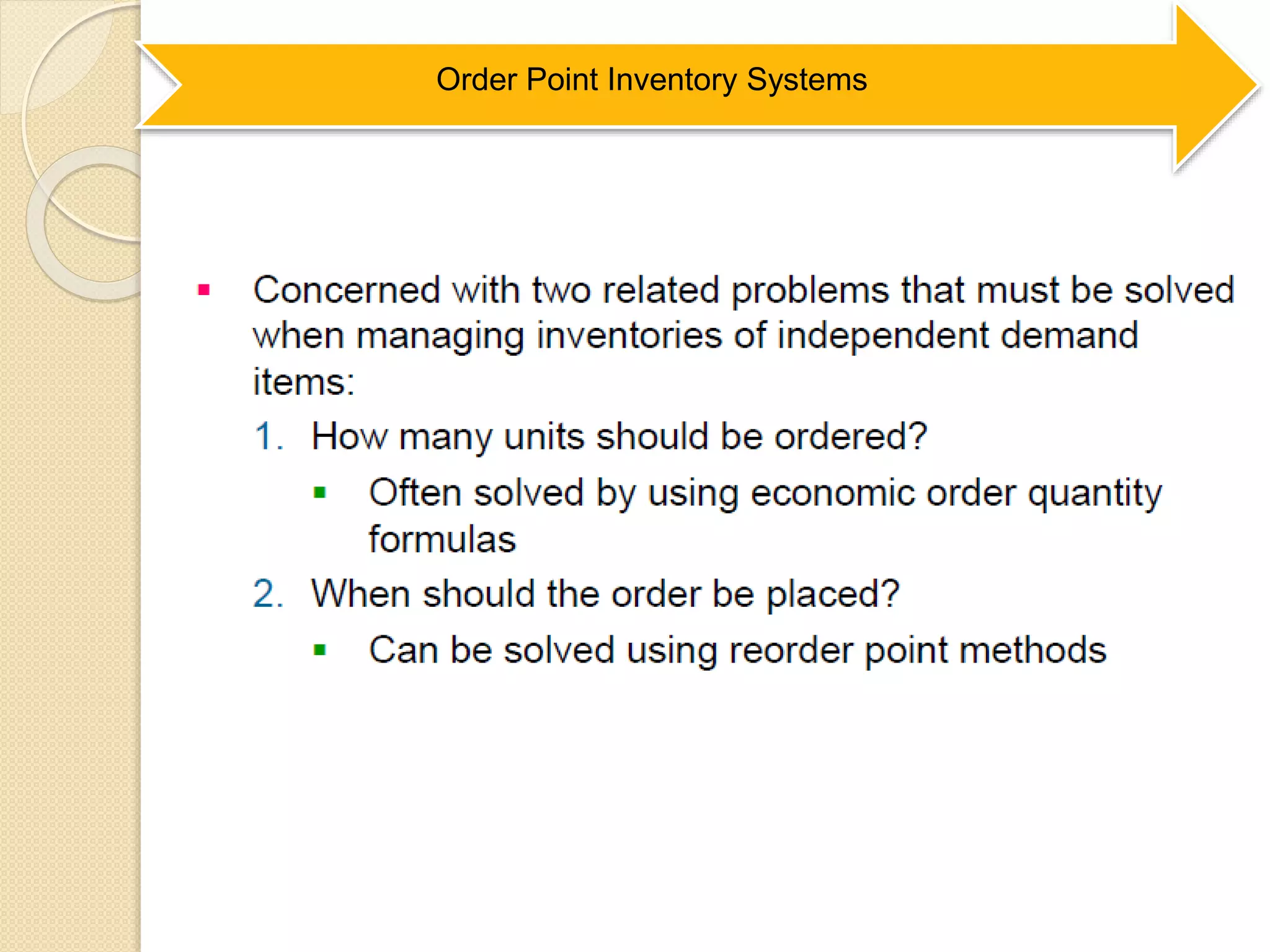 Order Point Inventory Systems
 