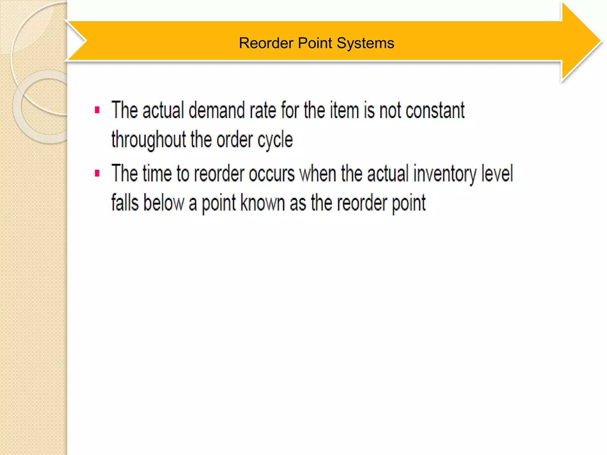 Reorder Point Systems
 