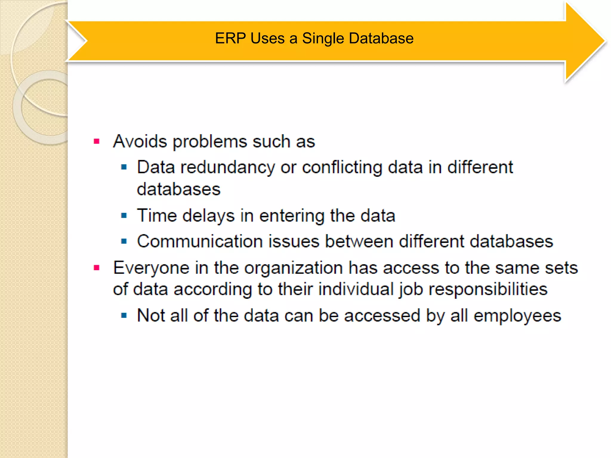 ERP Uses a Single Database
 