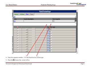 Production planning setup in datatex now | PDF