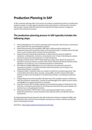 production planning with sap.pdf | Logistics | Business