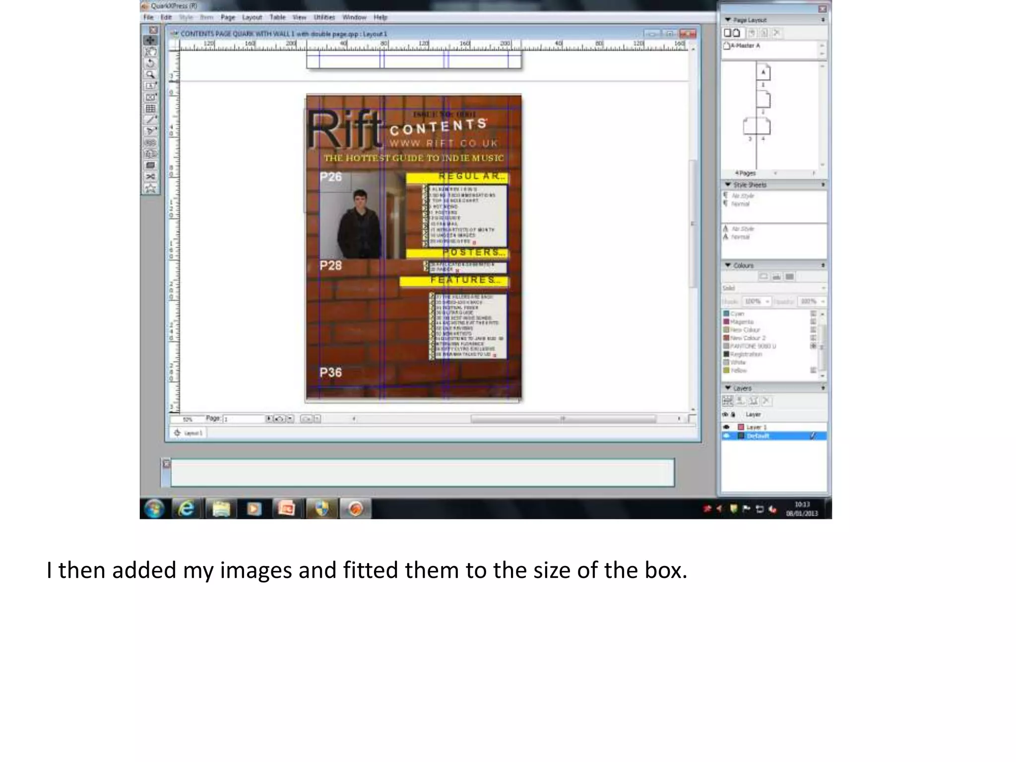 I then added my images and fitted them to the size of the box.