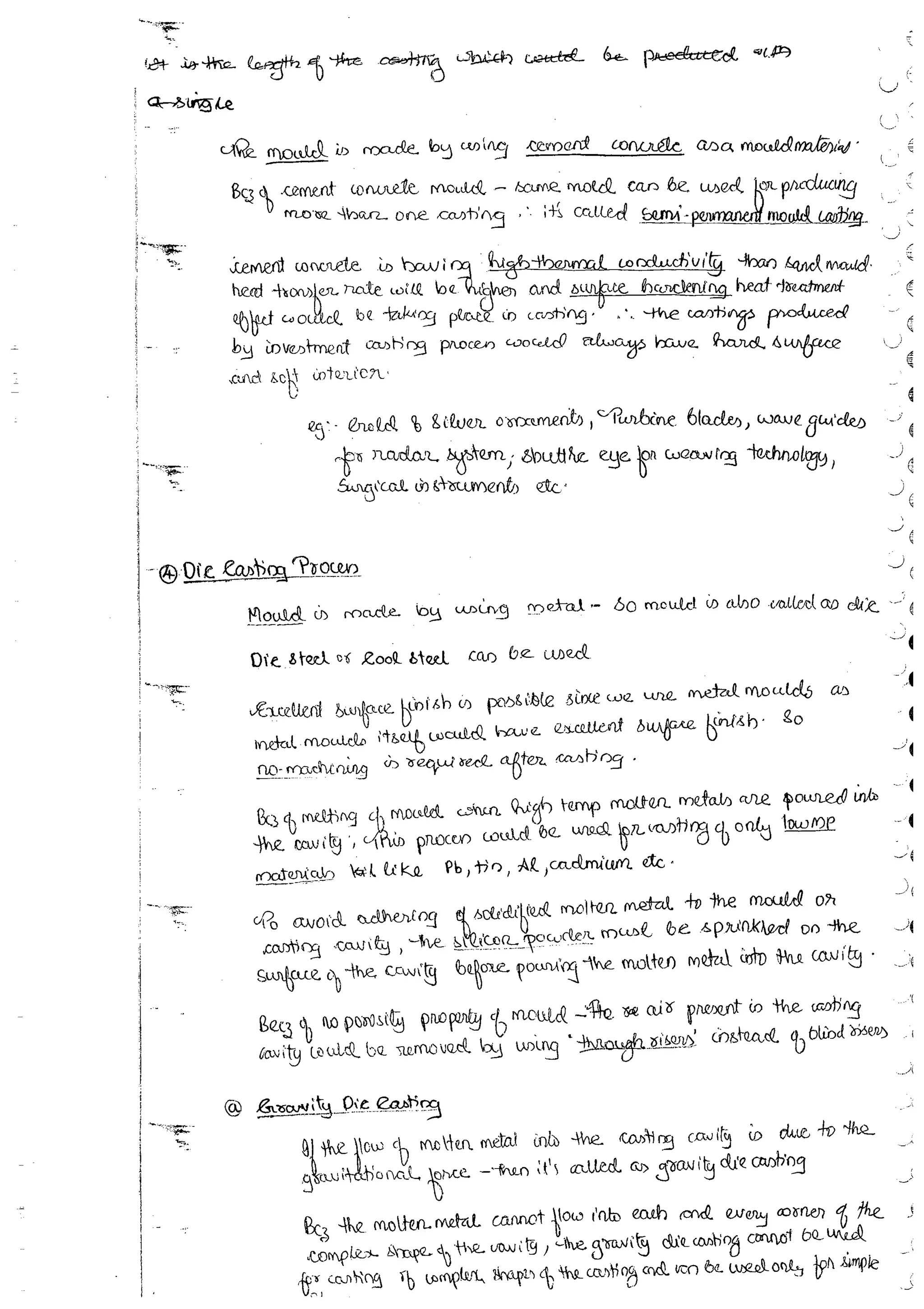 Production Process 1 Mechanical Engineering Handwritten classes Notes (Study Materials) for IES PSUs GATE