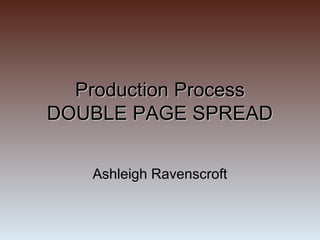 Production Process
DOUBLE PAGE SPREAD


    Ashleigh Ravenscroft
 