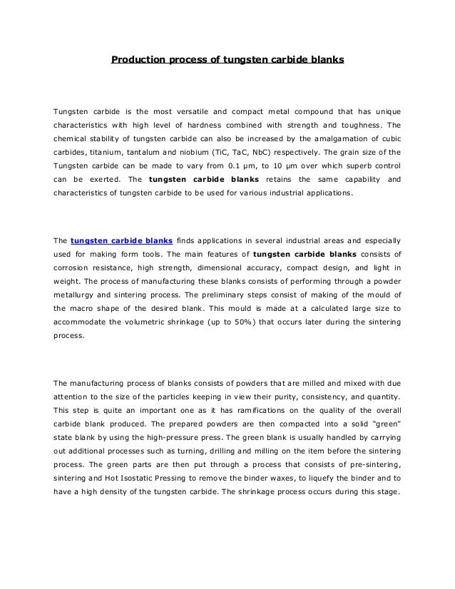 Production process of tungsten carbide blanks