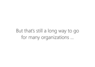 But that’s still a long way to go 
for many organizations …
 