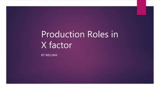 Production Roles in
X factor
BY WILLIAM
 