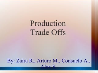 By: Zaira R., Arturo M., Consuelo A., Alex S. Production  Trade Offs  