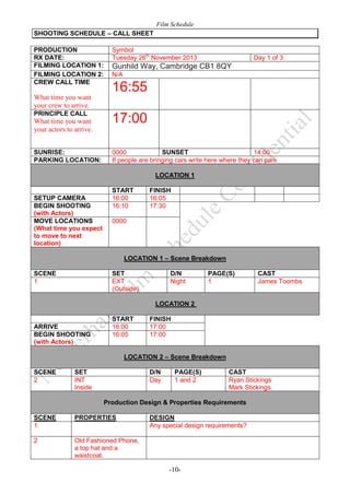 My Production schedule by 08alexstic | DOCX