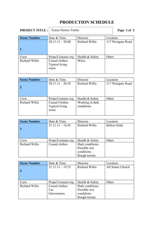 Production schedule 1