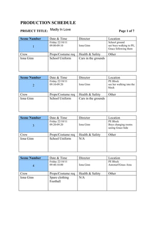 Production schedule 1-4