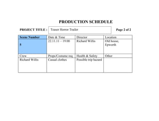 Production schedule 2