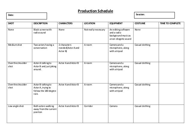 production schedule template