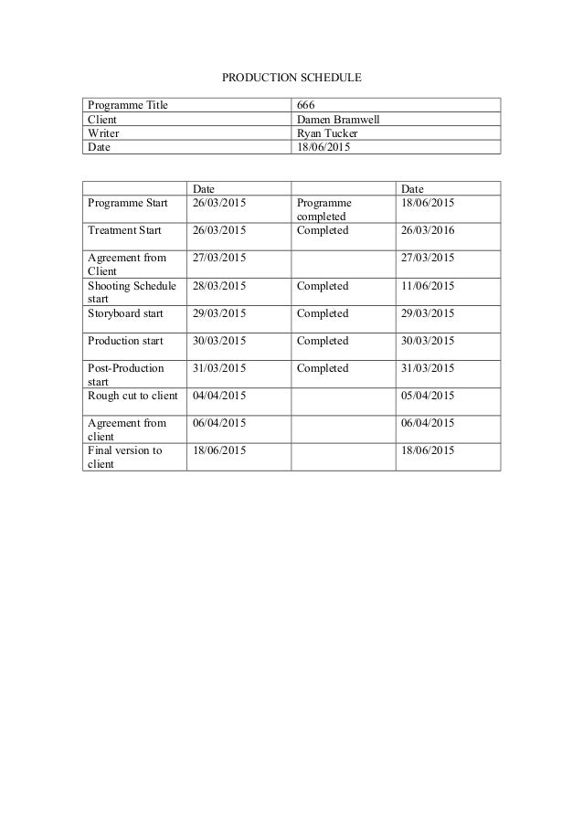 tv production schedule template