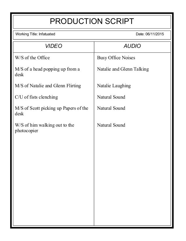 Production script scene 1.