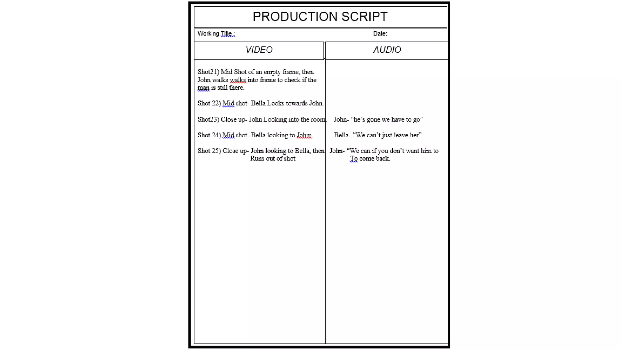 Production script 