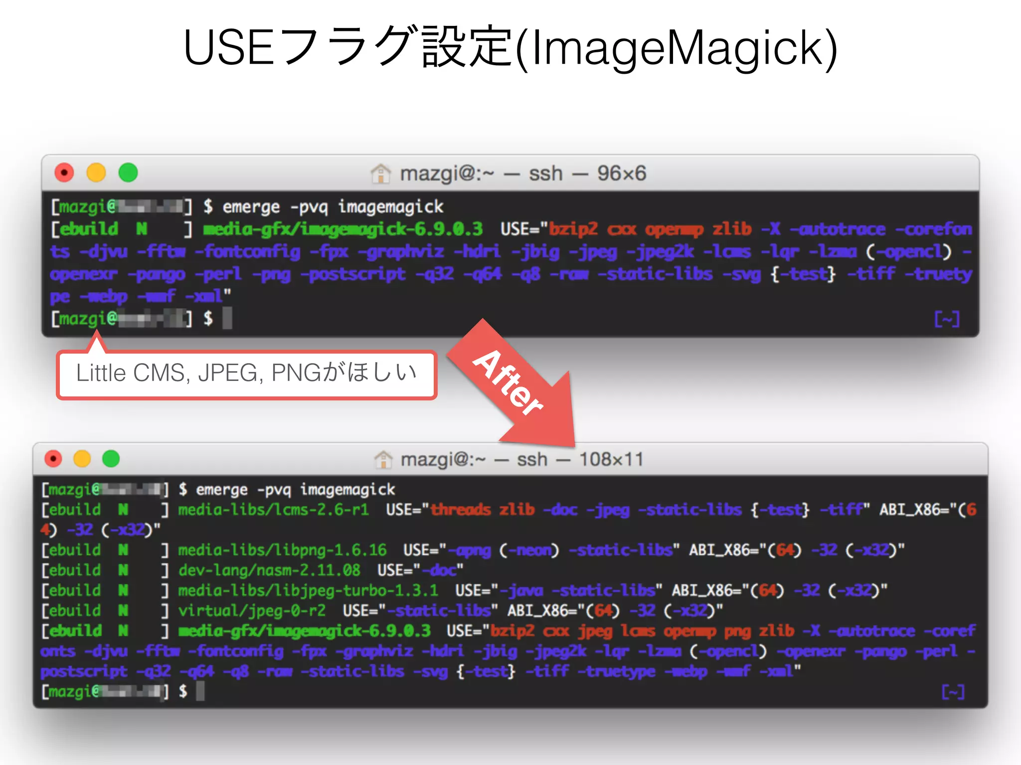 USEフラグ設定(ImageMagick)
A
fter
Little CMS, JPEG, PNGがほしい
 