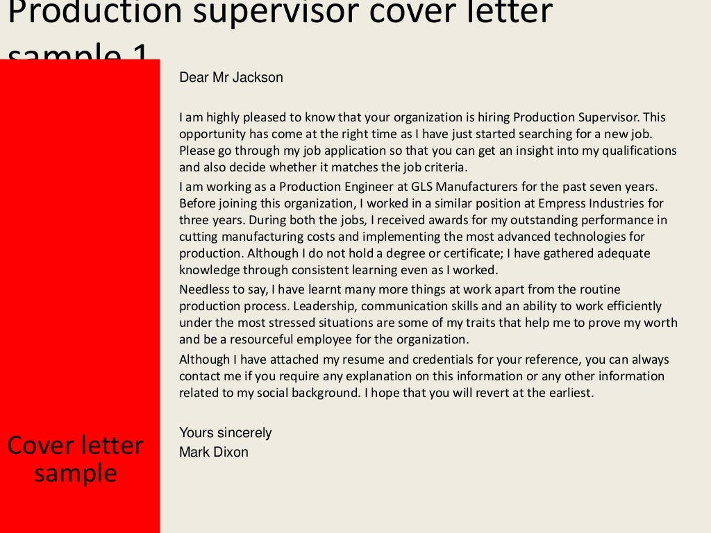 cover letter for procurement supervisor