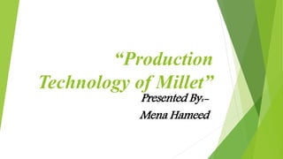 “Production
Technology of Millet”
Presented By:-
Mena Hameed
 