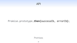 Promise.prototype.then(successCb, errorCb);
58
API
Promises
 