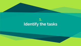 1.
Identify the tasks
 