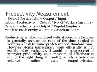 Productivity and efficiency