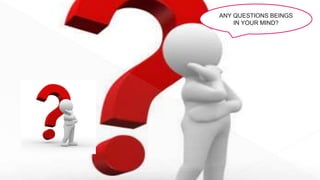 ANY QUESTIONS BEINGS 
IN YOUR MIND? 
 