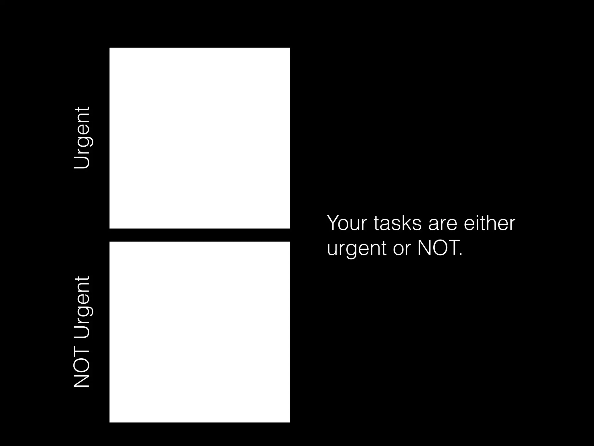 NOTUrgentUrgent
Your tasks are either
urgent or NOT.
 