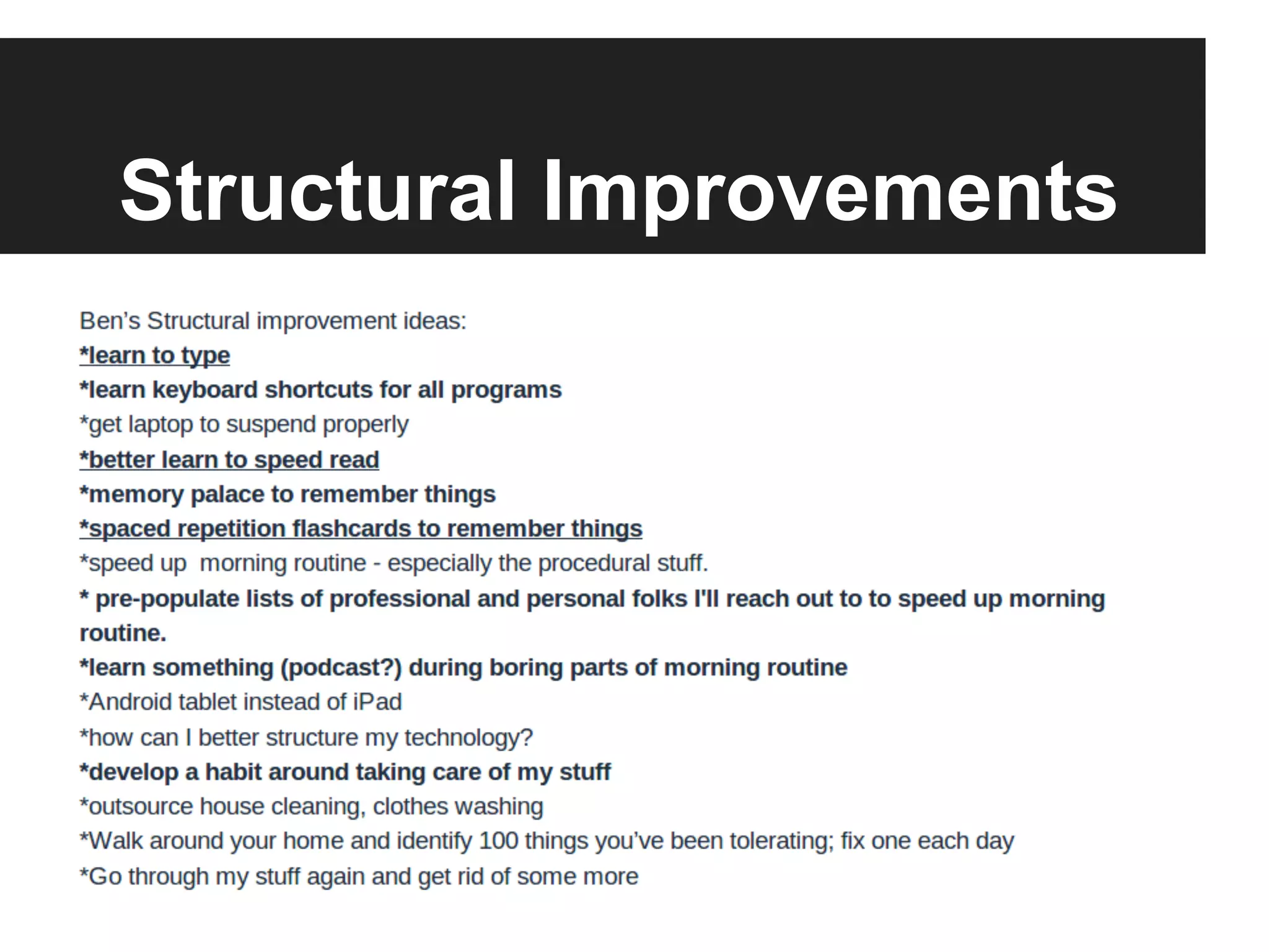 Structural Improvements