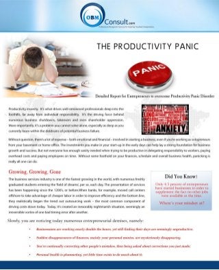 E-Entrepreneur. Overcome Productivity panic disorder!