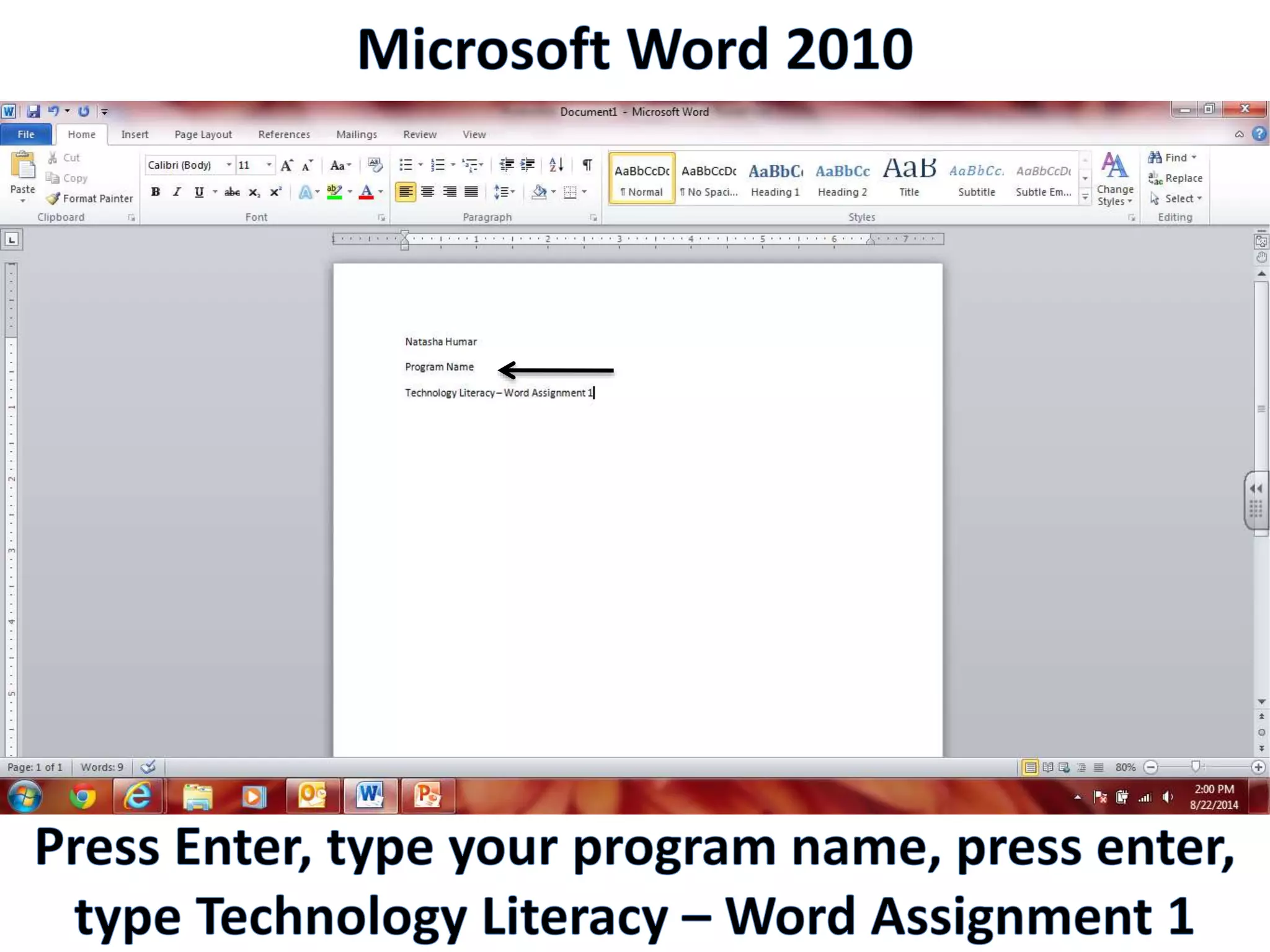 Productivity Programs - Word 2010