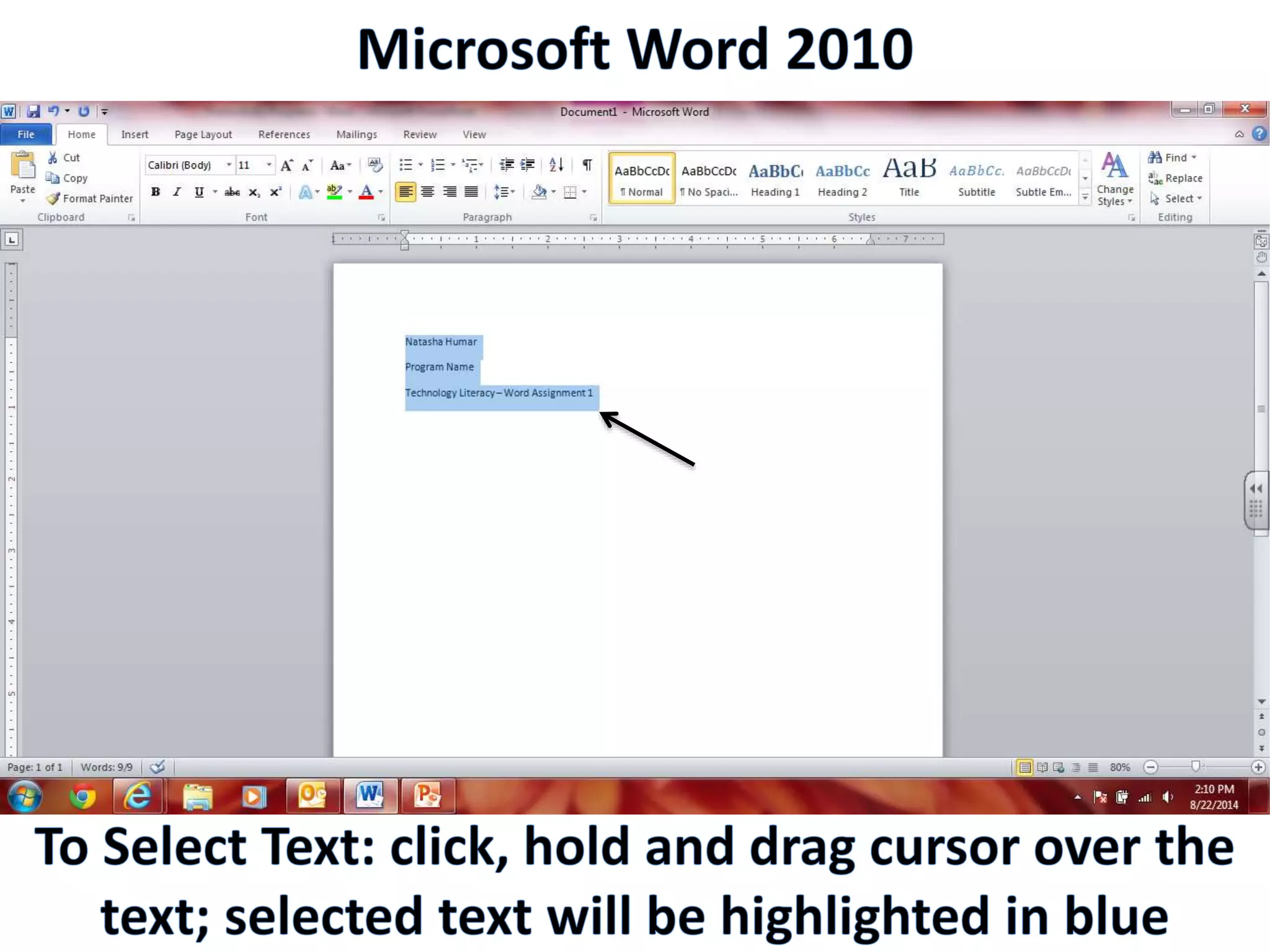 Productivity Programs - Word 2010