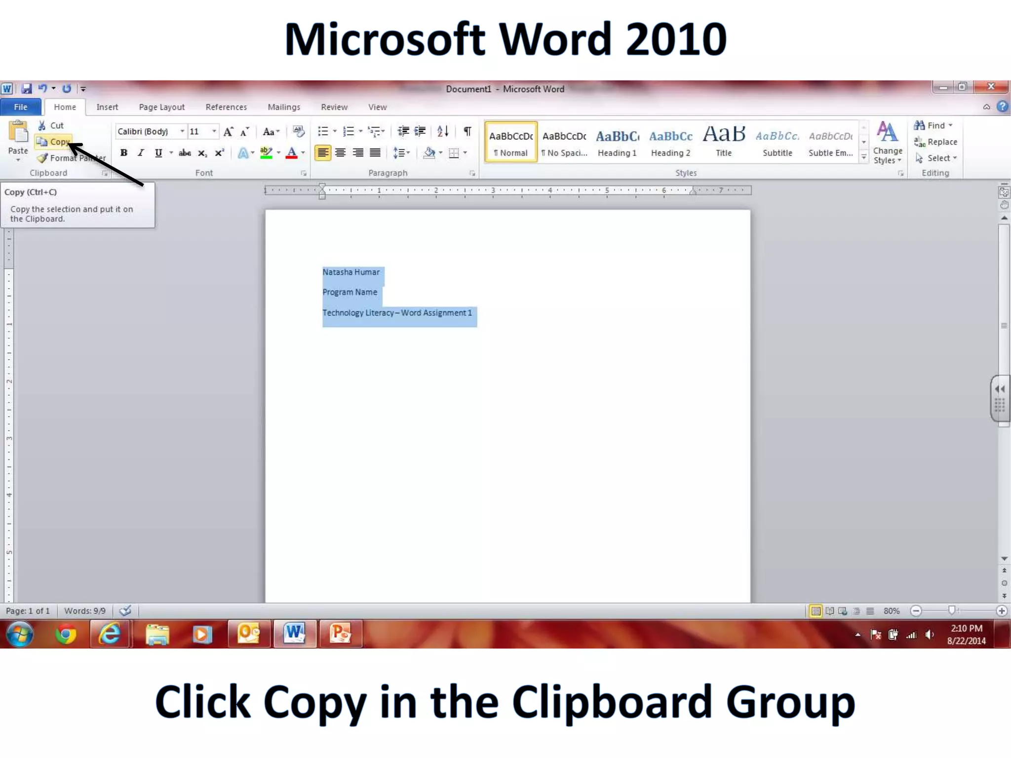 Productivity Programs - Word 2010