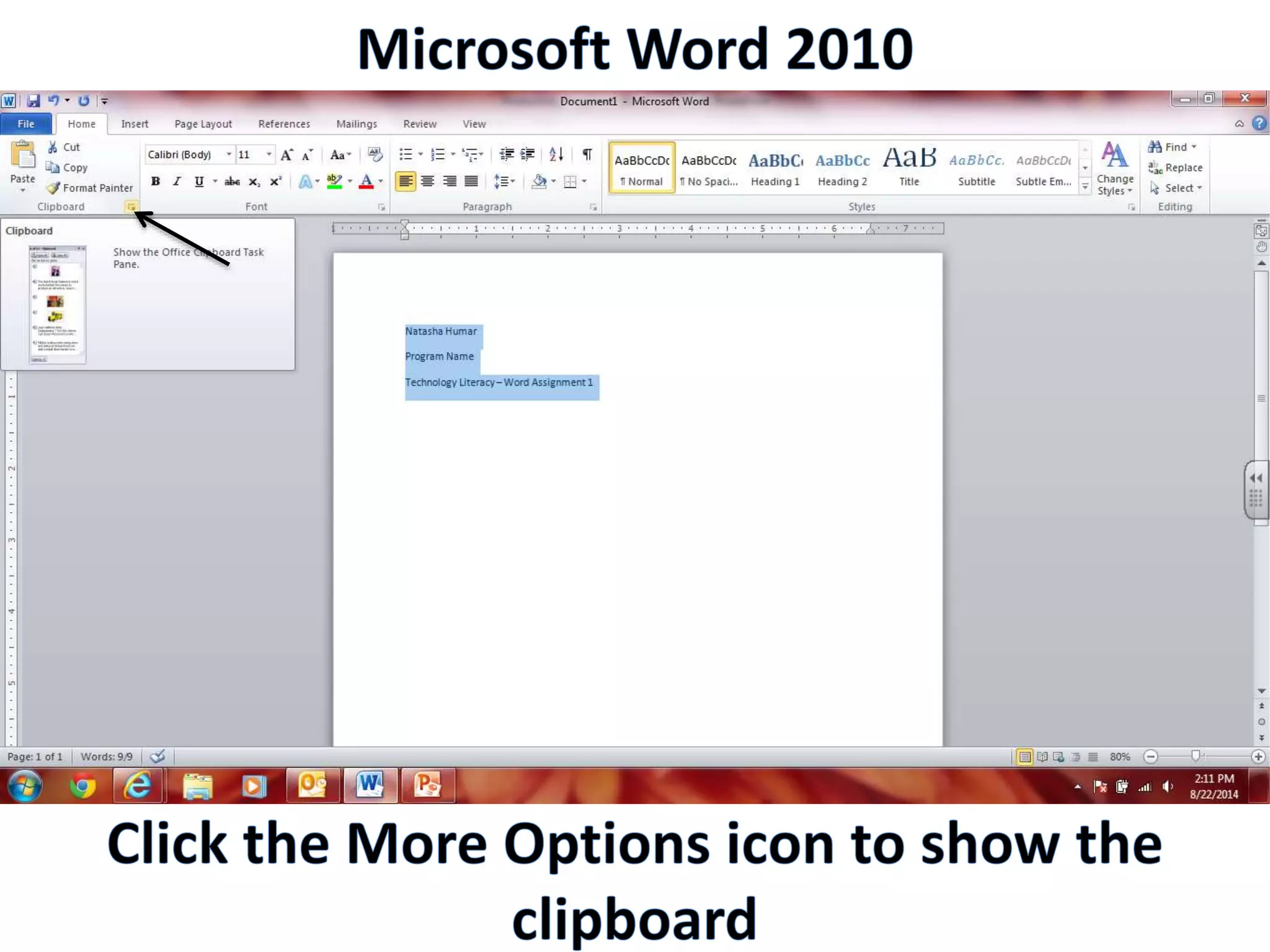 Productivity Programs - Word 2010