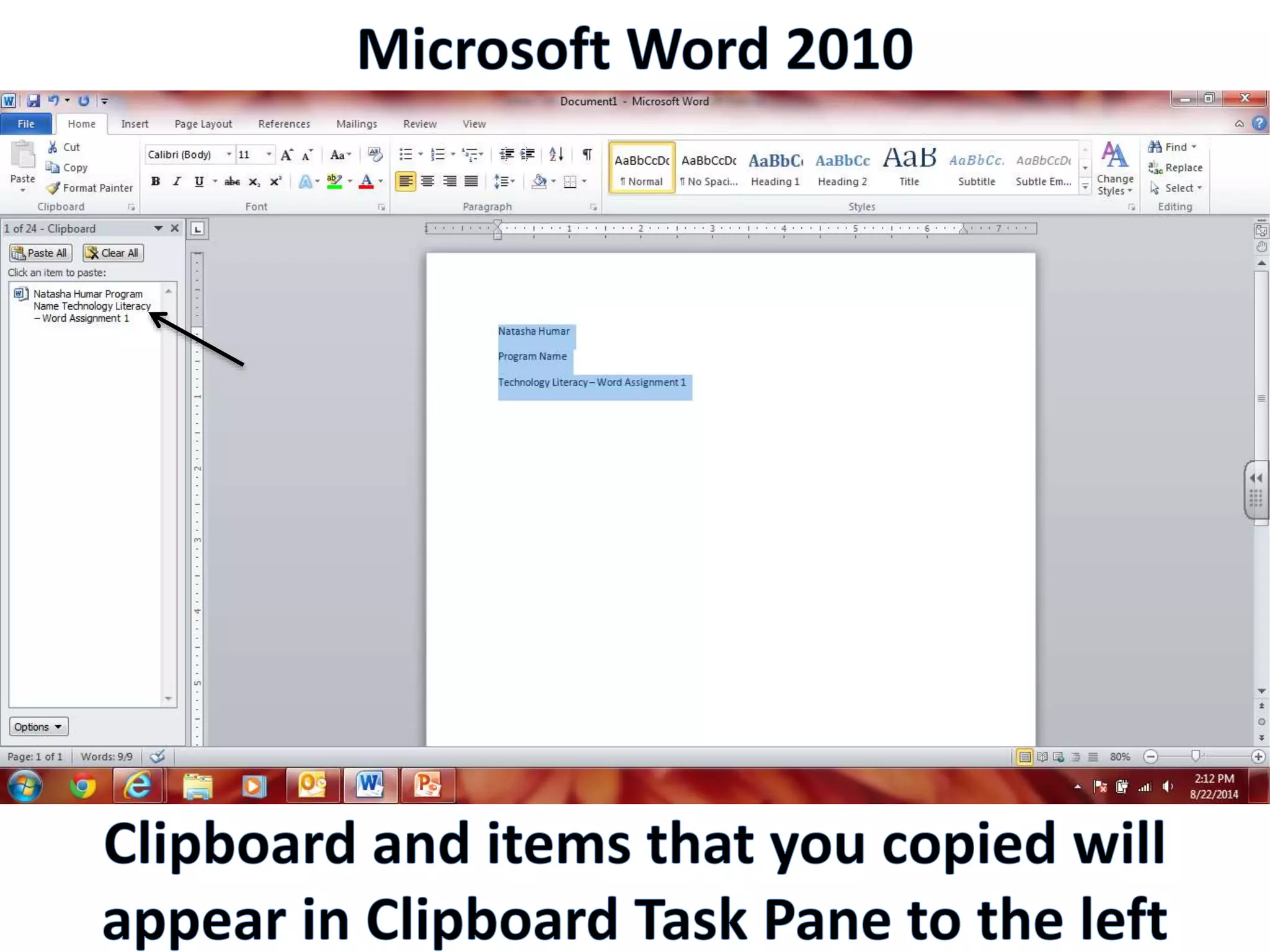Productivity Programs - Word 2010