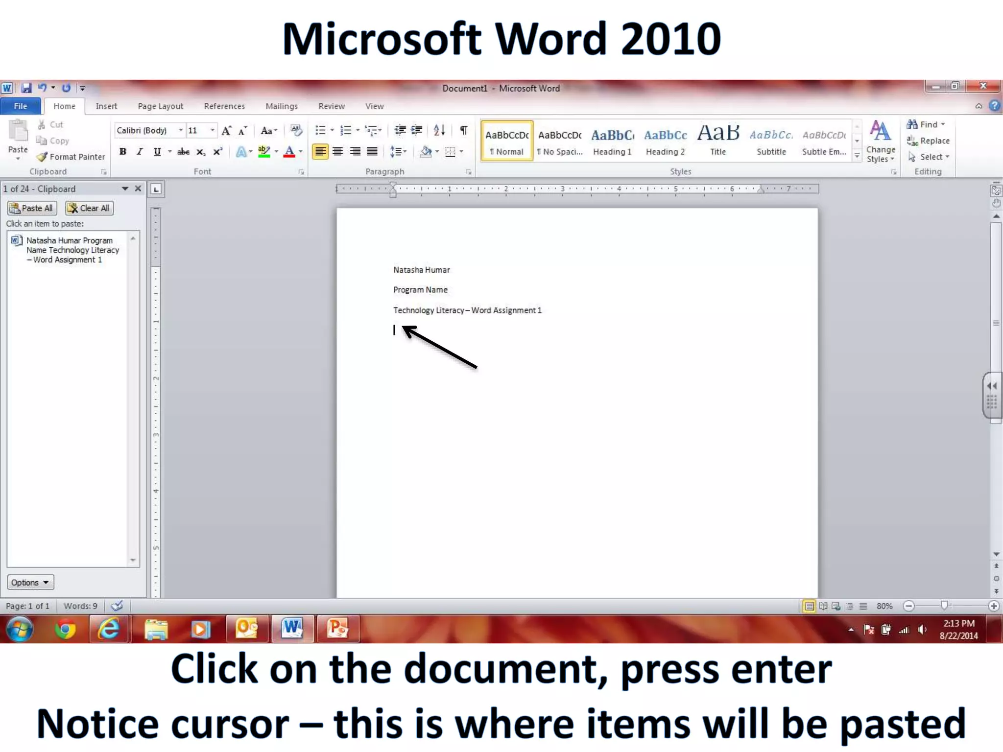 Productivity Programs - Word 2010