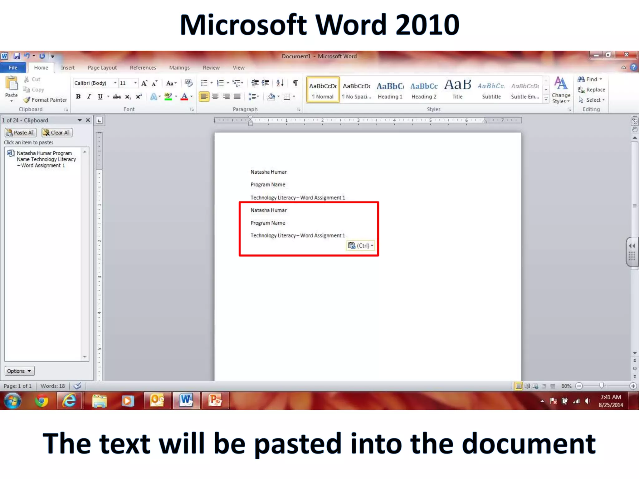 Productivity Programs - Word 2010