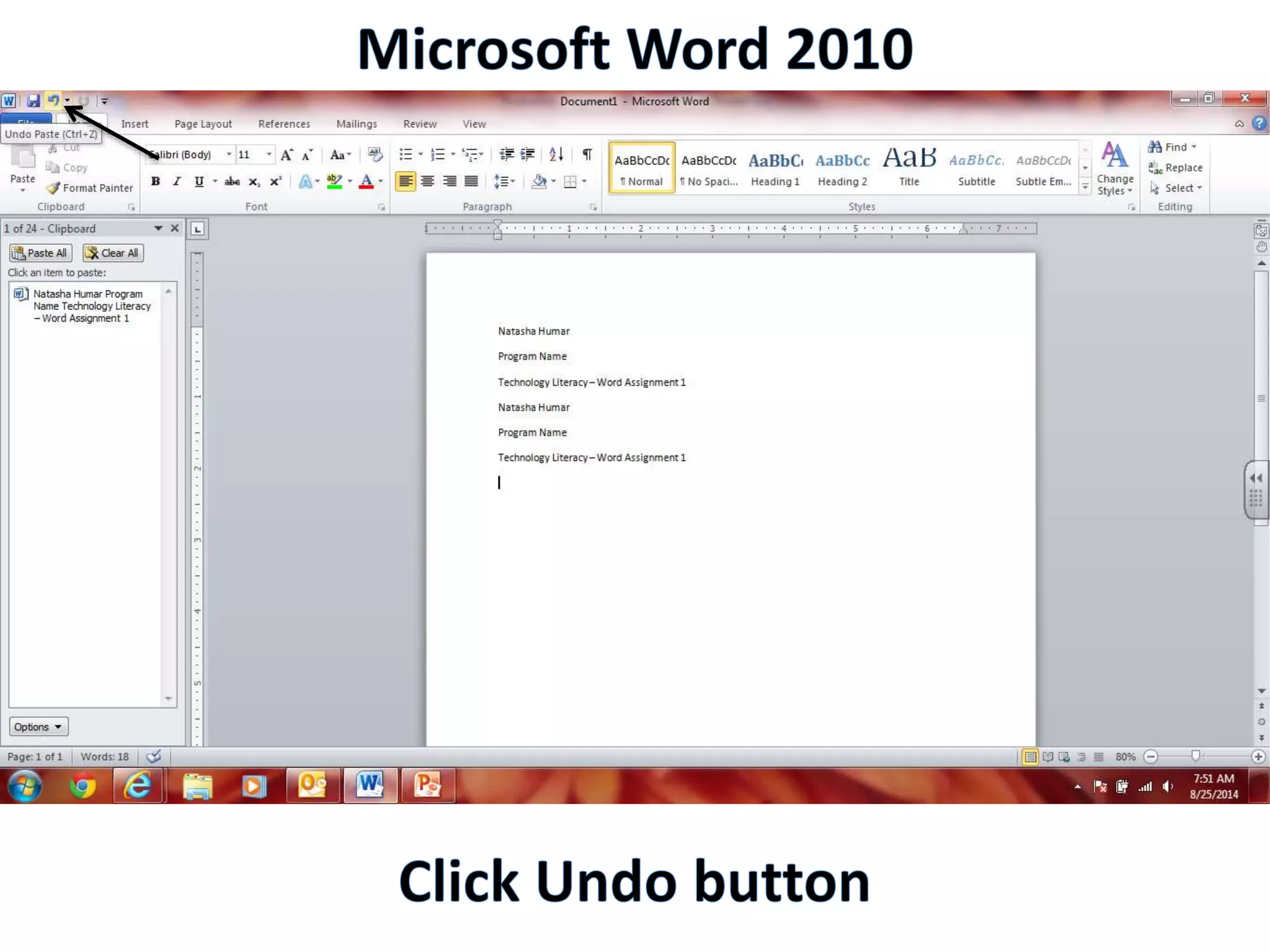 Productivity Programs - Word 2010