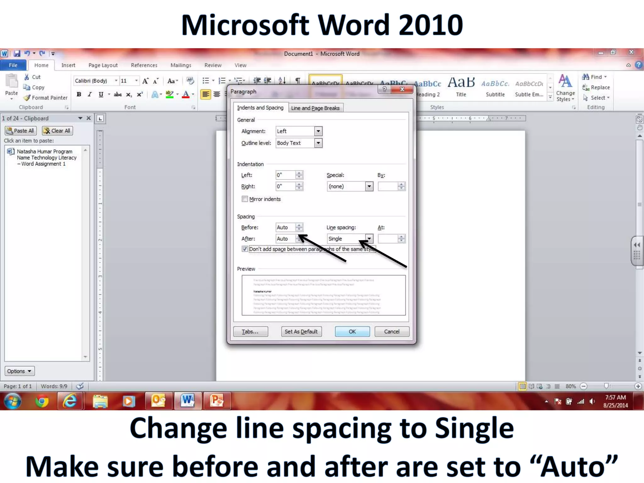 Productivity Programs - Word 2010