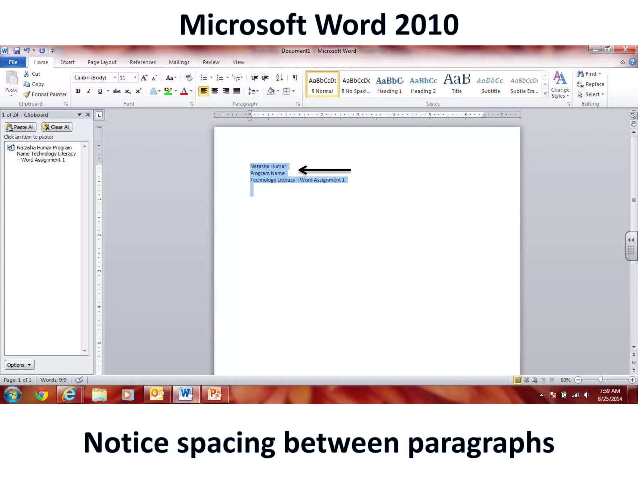Productivity Programs - Word 2010
