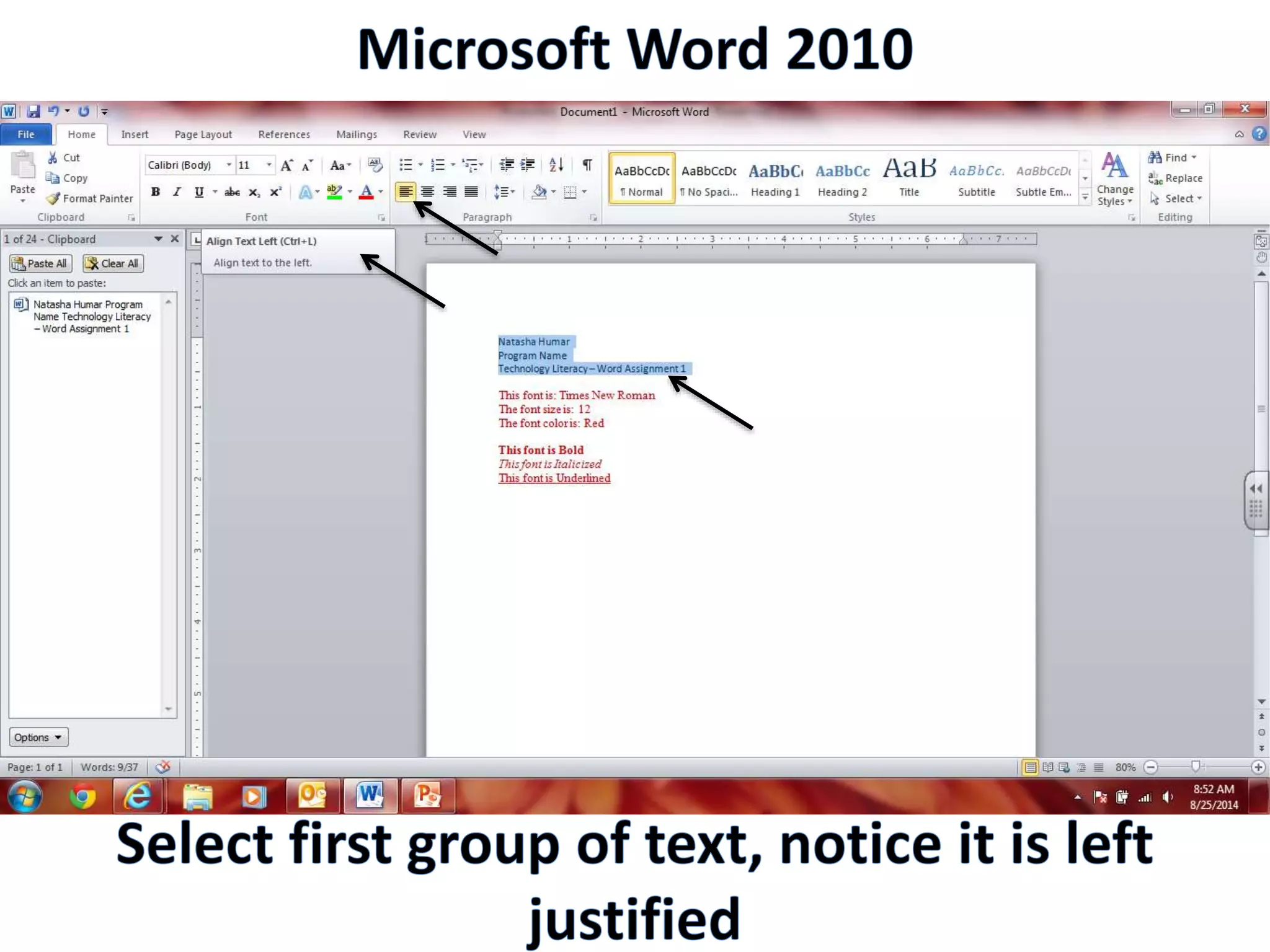 Productivity Programs - Word 2010