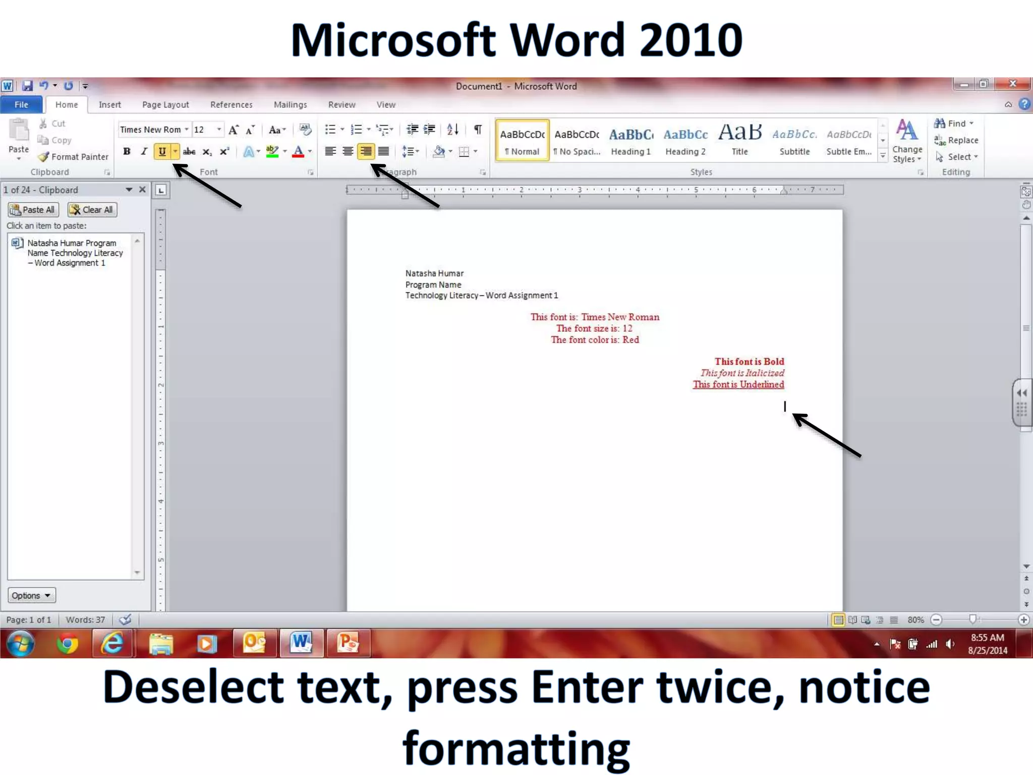 Productivity Programs - Word 2010