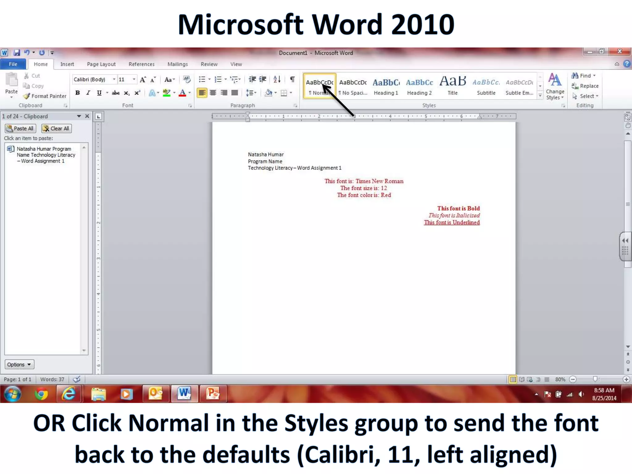 Productivity Programs - Word 2010