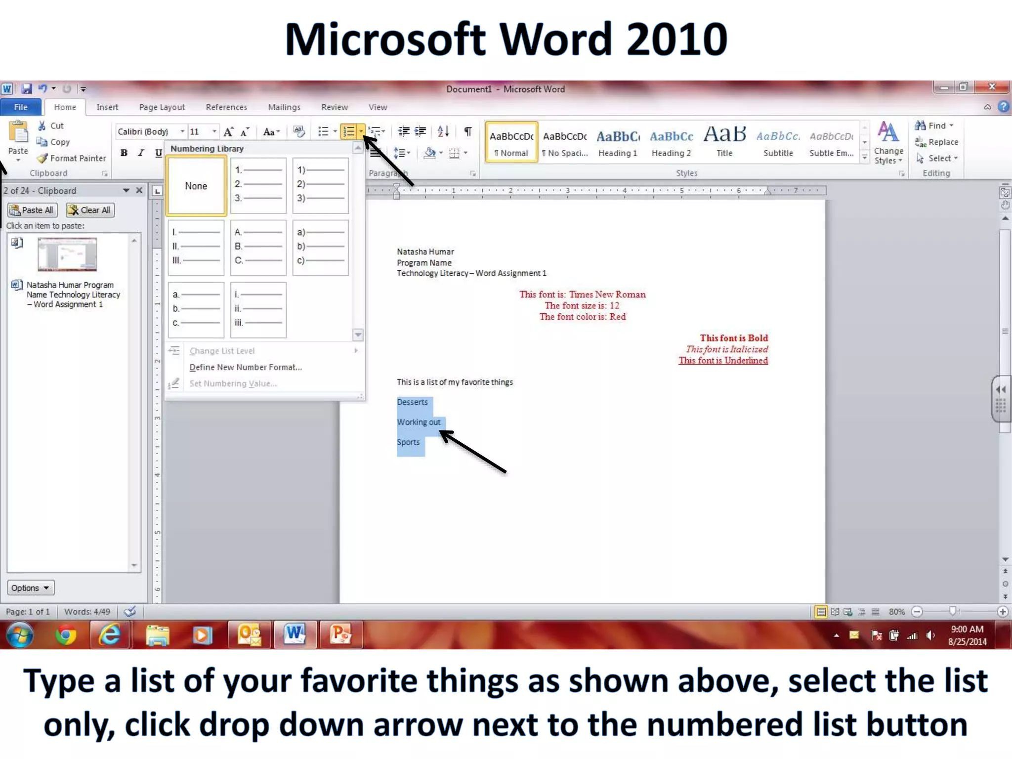 Productivity Programs - Word 2010