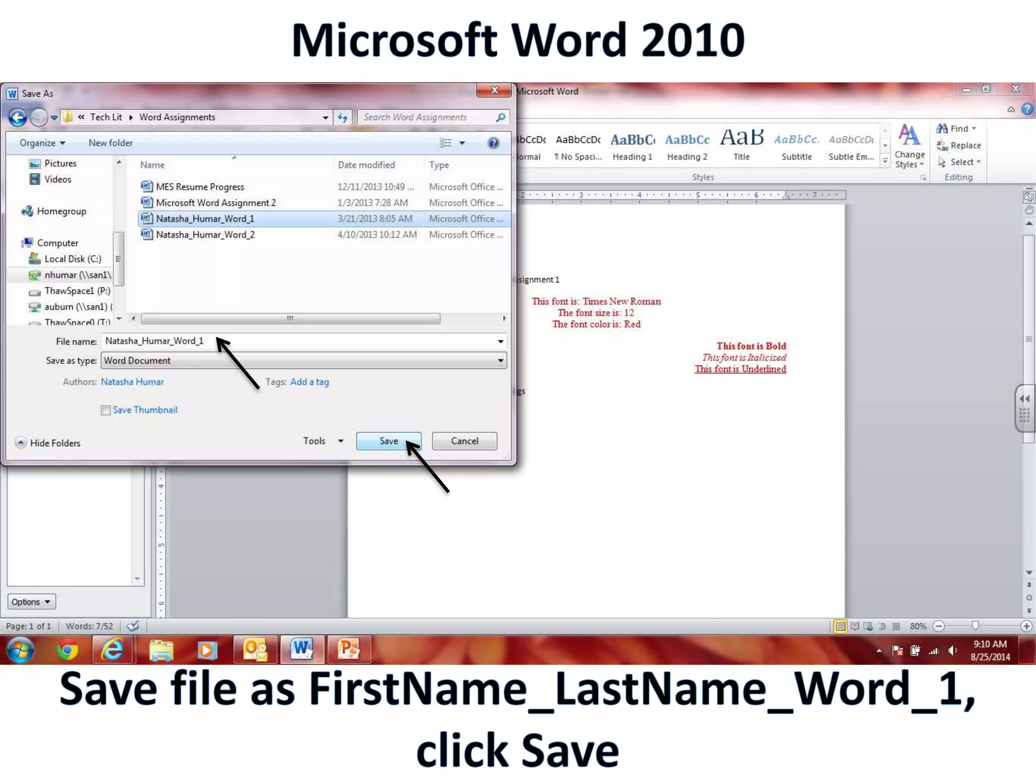 Productivity Programs - Word 2010